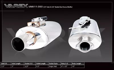 Varex Universal Muffler Oval 6x10x16 Center 3.5  Flanged Inlet 3.5 Single Outlet • $405