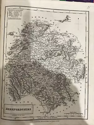 Antique County Map Of HEREFORDSHIRE By Sidney Hall 1830 • £15