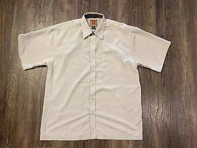 Authentic Veezo Wear Mens XL S/S  Button Front  Beige Shirt EUC Millennium Gear • $25