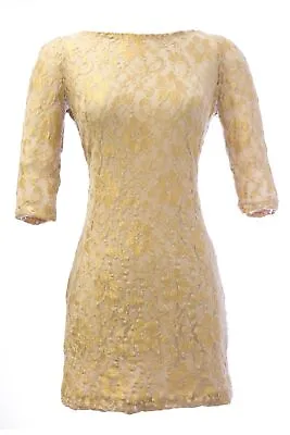 VON VONNI Women's London-C Gold / Ivory Lace Elbow Sleeve Dress $265 NEW • $29.12