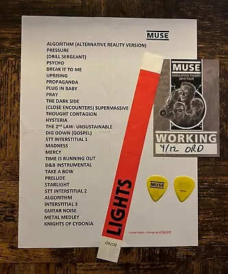 Muse 2019 Tour Set List - Backstage Pass - Concert Stage Used Guitar Pick Picks! • $1000