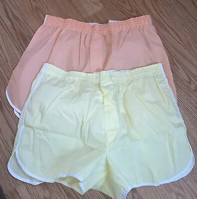 Men’s Vintage HANES Yellow & Orange Boxer Shorts ~ Size 38 TWO Pairs • $39.95