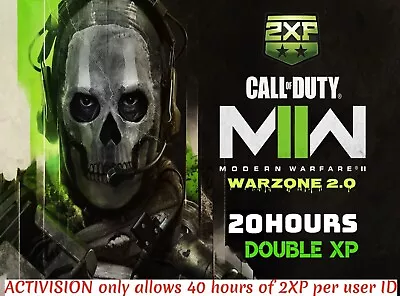 Call Of Duty COD MW2 Modern Warfare & Warzone 2 20 Hours Double XP Codes MWII • $4.99