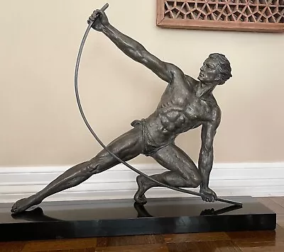 Jean De Roncourt Le Bendeur 21  Bending Man Athlete Spelter Deco Sculpture • $850