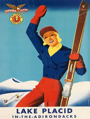 Vintage Lake Placid Skiing Poster Reproduction Metal Sign FREE SHIPPING • $19.99