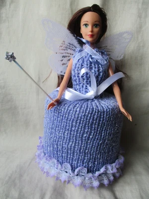 £9.99 • Buy Hand Knitted Lilac Fairy Doll Toilet Roll Cover With Gift Box
