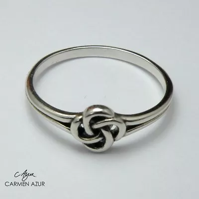 Solid 925 Sterling Silver Ring Celtic Square Knot Size LNN1/2P1/2Q +Gift Bag • £10.12