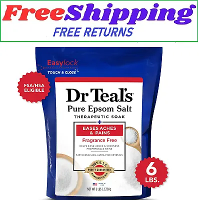 Dr Teal's Pure Epsom Salt Soak Therapeutic Fragrance Free 6 Lbs • $8.20