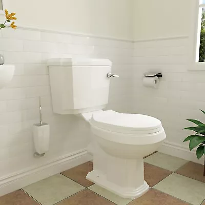 Traditional Toilet Ceramic Close Coupled With Soft Close Seat Cistern Bathroom • £139.47