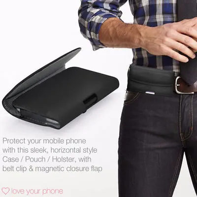 Phone Case Cover Pouch Holster W/Belt Clip✔Excellent Protection✔Horizontal✔Black • £9.99