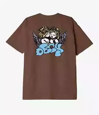 Obey Cherubs Logo T-Shirt Brown - Size Small • £29.50