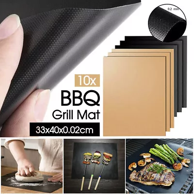 BBQ Grill Mat Reusable Bake Sheet Resistant Teflon Meat Barbecue Non-Stick Party • $10.88