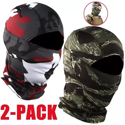 2 Pack Tactical Camo Balaclava Outdoor Full Face Mask Military Hood Men Headgear • $12.98