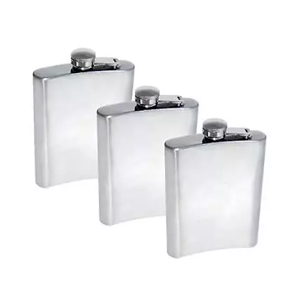 3PCS Hip Flasks 7/8/9oz Wine Whiskey Stainless Steel Liquor Alcohol Bottle • $16.14