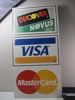 Vintage * Discover * Master Card *  Visa * Two Sided  Metal Sign 16” X 31 1/2” • $49.99