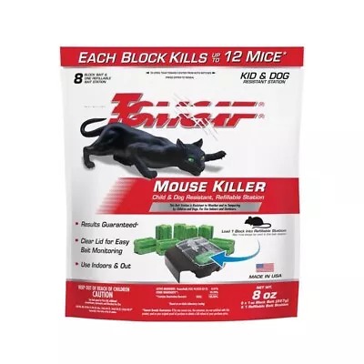Tomcat Mouse Killer Child & Dog Resistant Refillable Station With 8 Block Baits • $18.99