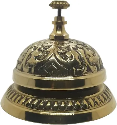 Ornate Victorian Shop Store Clerk Service Desk Bell Polished Brass Solid Brass • $18.95