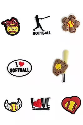 $7.99 • Buy Softball 8 Shoe Charms Bundle Fits Crocs Shoes Bracelets