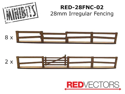 RED-FNC-02 - Irregular Fencing MDF 6mm/10mm/15mm/20mm/28mm Wargaming/Modelling • £3