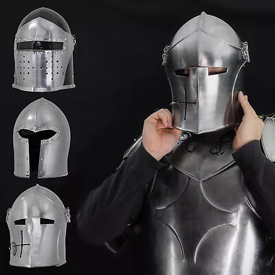 Medieval Visored Barbuta Helmet Collection Armour 18 Guage Steel Handmade Gifts • $74.99