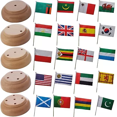 Wooden Table Flag *Without Base* Choice Of 250+ Countries FREE UK Delivery! • £3.99