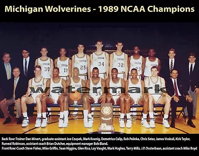 Michigan Wolverines - 1989 NCAA Basketball Champions 8x10 Color Team Photo • $6.99