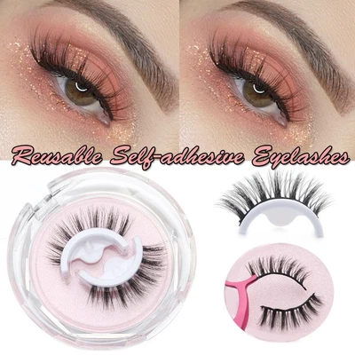 £4.10 • Buy No Glue Needed Self-adhesive False Eyelashes Natural Curly 3D Mink Reusable