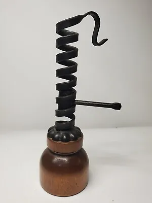 Vintage Spiral Cast Iron / Wood Courting Taper Candle Holder FREE SHIPPING • $20