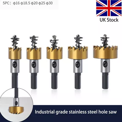 £10.98 • Buy 5PCS HSS Titanium Drill Bit Hole Saw Set Stainless Steel Metal Alloy Cutter UK