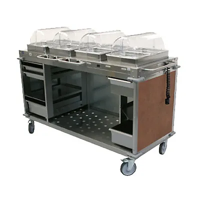 Cadco CBC-HHHH-L1-4 Electric MobileServ Hot Food Buffet Cart With 4 D Steam Pans • $6033.50