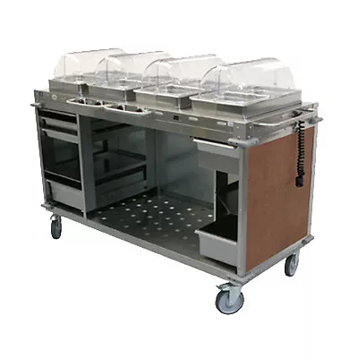 Cadco CBC-HHHH-L1 Electric MobileServ Hot Food Buffet Cart - 4 Buffet Servers • $5949.60