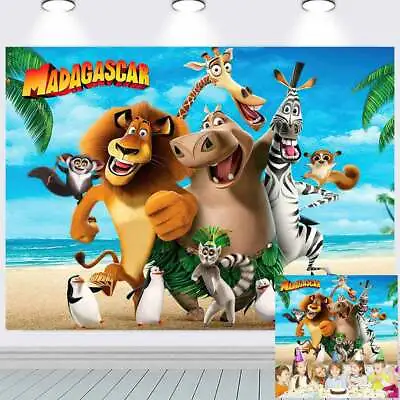 Madagascar Happy Birthdays Photography Backdrop Banner Vinyl Party Decor 7*5ft • $26.88