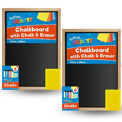 £4.95 • Buy Chalk Board Set A4 + Chalks & Eraser Duster Rubber 21x28cm Art School Shops 2pk