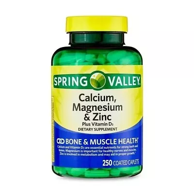Spring Valley Calcium Magnesium & Zinc Plus Vitamin D3 Coated Caplets 250 Ct • $7.59