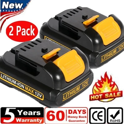$25 • Buy 2Pack 12v 3.0Ah 12 Volt XR Max Lithium Battery For Dewalt DCB127-2 DCB120 DCB121