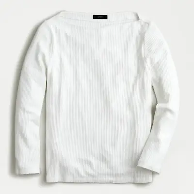 J.CREW Ribbed Bateau Neckline T-Shirt White (size: S) • $15