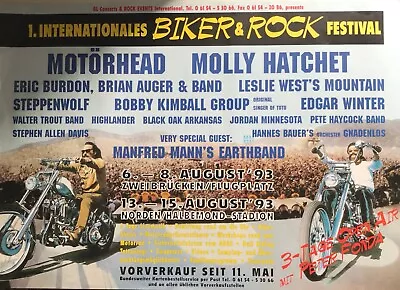 £40 • Buy Easy Rider 1st Int Biker Rock Festival 1993 Original Poster Motorhead Hatchet Et