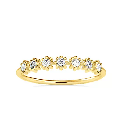 Natural Round Diamond 14k Solid Gold 7 Flower Floating Station Ring For Women • $713.35