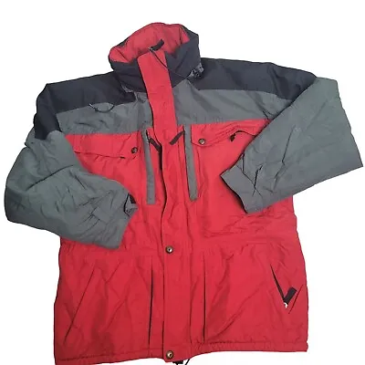 Obermeyer Mens Size Large Red Gray Mogul Winter SKi Snowboard Snow Jacket • $50