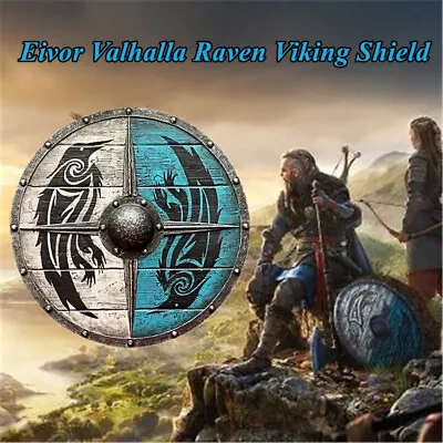 £21.60 • Buy Eivor Valhalla Raven Medieval Battleworn Viking Shield Gifts Knight Templar Prop