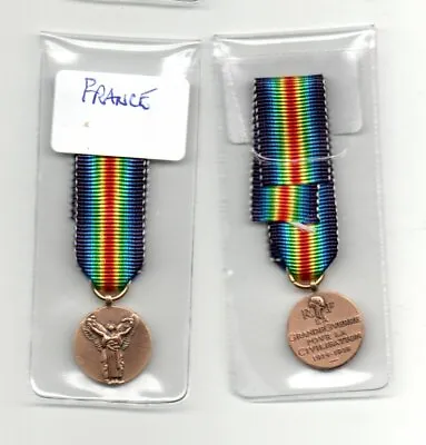 Victory Medal Ww1 France  Issue. A Superb Miniature  With Ribbon. • $12.27