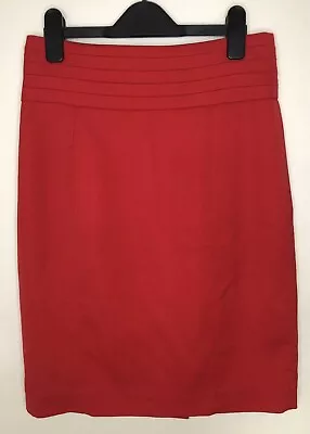H&M Women Size 8 Red Above Knee Zip Back Pencil Skirt • £6.25