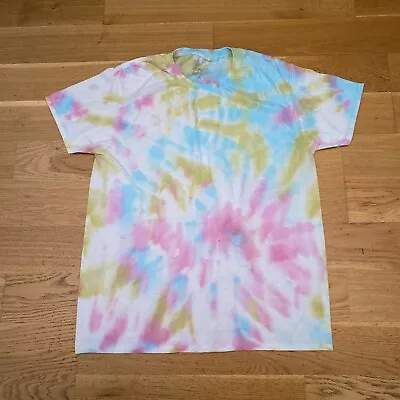 £10.99 • Buy Blue & Pink Tie Dye Pattern T Shirt S M Acid Wash Spiral Festival Hippy 90s Y2K