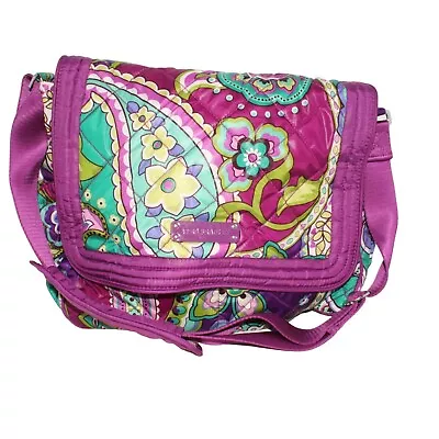 Vera Bradley Purple Heather Berry Pattern Travel Diaper Crossbody Tote Purse Bag • $49.99