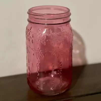 Vintage Syndicate Home & Garden 7 Large Pink Mason Jar 6.75  Tall Wide Mouth • $1.30