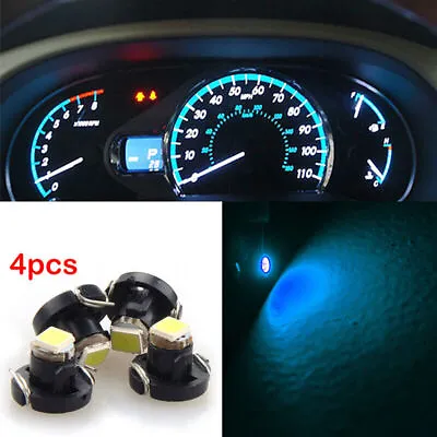 4x Ice Blue T4.7 Neo Wedge LED Bulb Dash Climate Control Instrument Light ， • $6.98