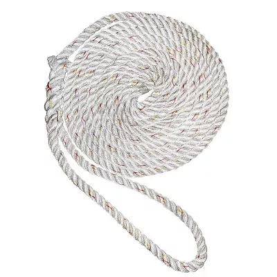 New England Ropes 5/8 Premium 3-Strand Dock Line - White W/Tracer - 25' C6050... • $56.83