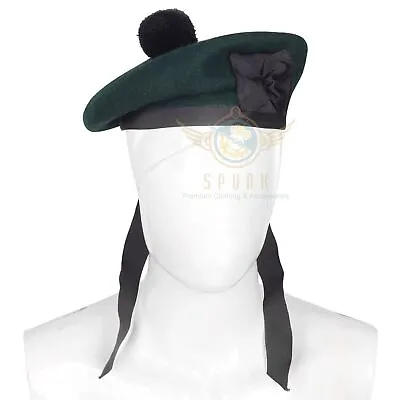 Balmoral Army Cap Scotts Hat Solid Green Tam O Shanter Hat Military Bonnet Beret • $25.64