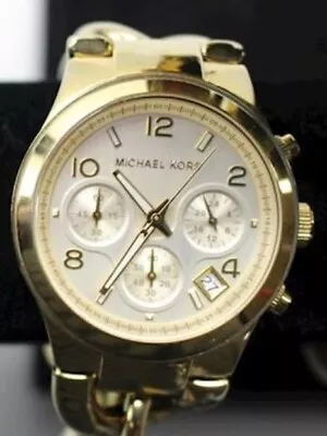 MICHAEL KORS Women's Mk3131 Link Chain Quartz Watch New Battery 6/23 Gold Stainl • $49