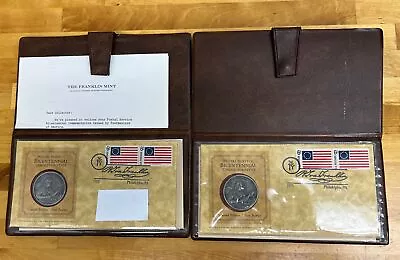 1975 Postal Service Bicentennial  Ben Franklin Pewter Medal & Cover - Lot Of 2 • $10.95